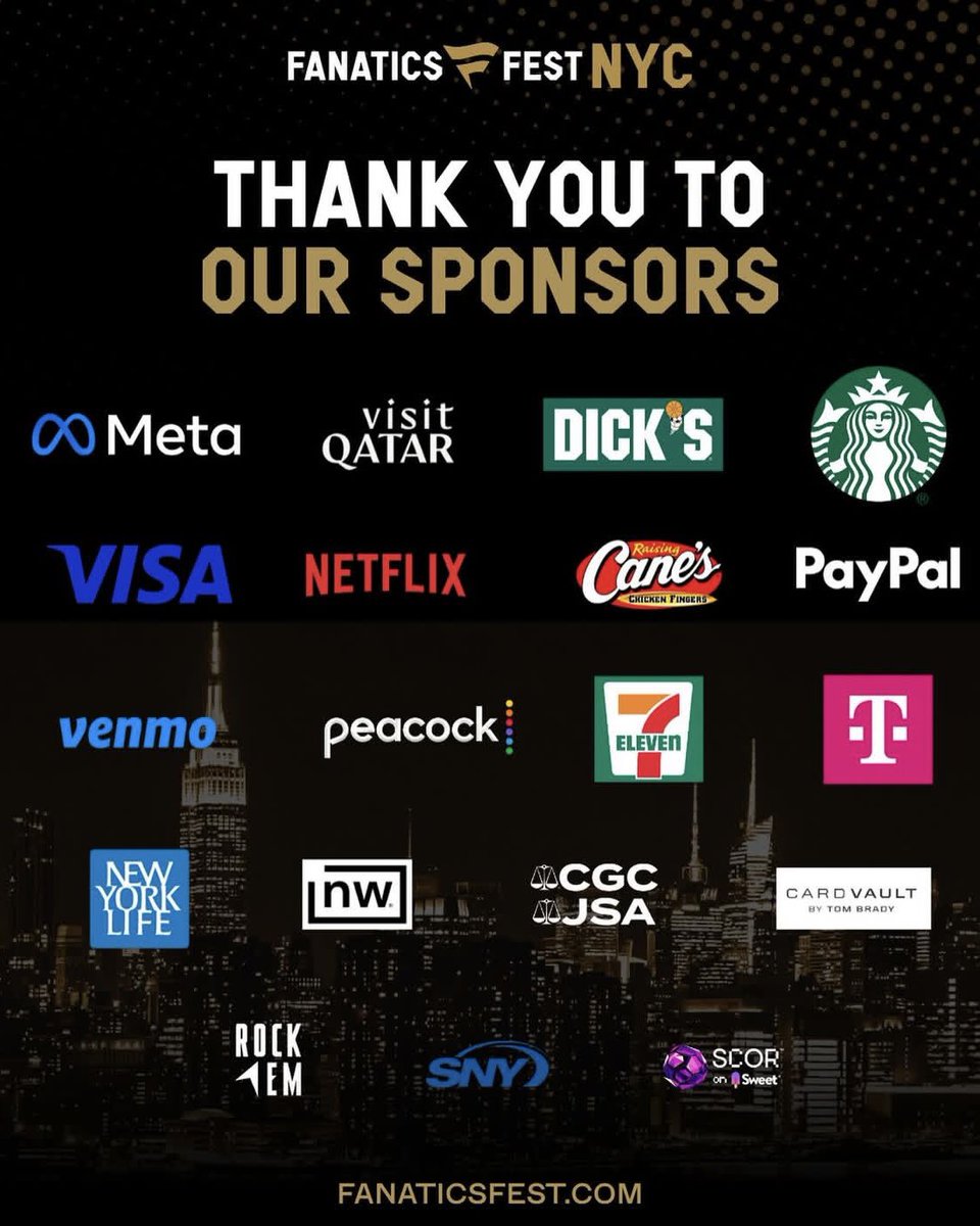 FanaticsFest's tweet image. Huge thank you to our sponsors for powering the magic behind Fanatics Fest💥
From the show floor to the Theatre, you made it all happen.
