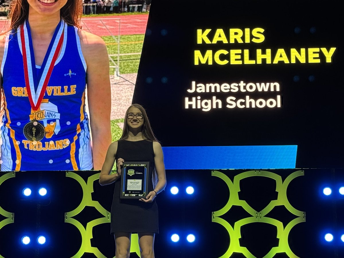 The D-10 female athlete of the year is Karis McElhaney of Jamestown! #NWPAHSSA