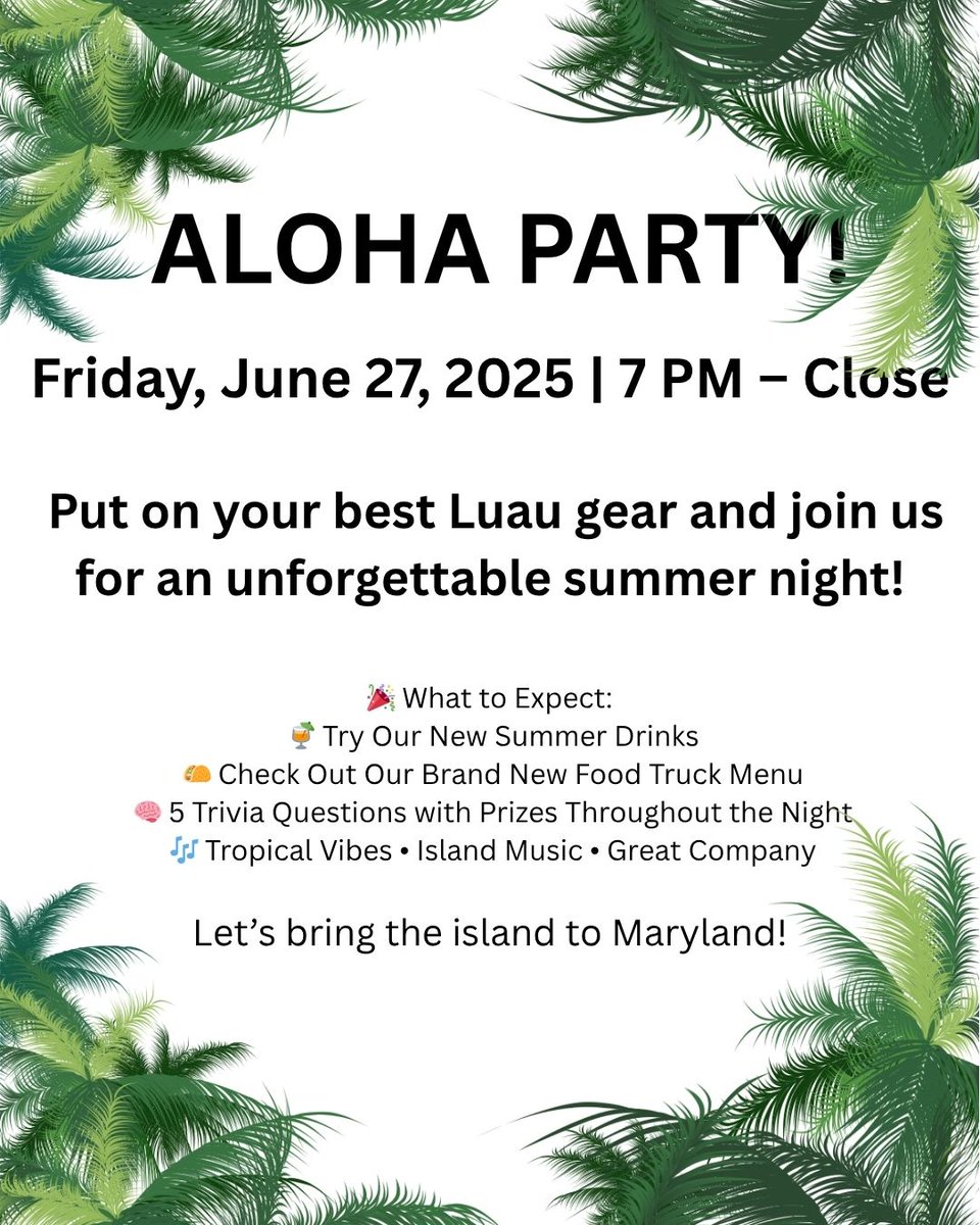 TheBrassTapCAMD's tweet image. Join us this Friday at 7PM for Aloha Luau! 🌺 Enjoy our new Food &amp;amp; Drink menu and compete in trivia with prizes all night. Don’t miss out! 🎉 #LuauParty #FoodAndFun