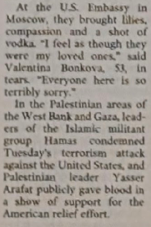 dalewb's tweet photo. An excerpt from an article the day after 9/11.  We need to remember our enemies are ordinary people with the same hopes, dreams, and fears we have.  We should all care about each other because at the end of the day, we all share a common fate. https://t.co/9jFPuL5dHm
