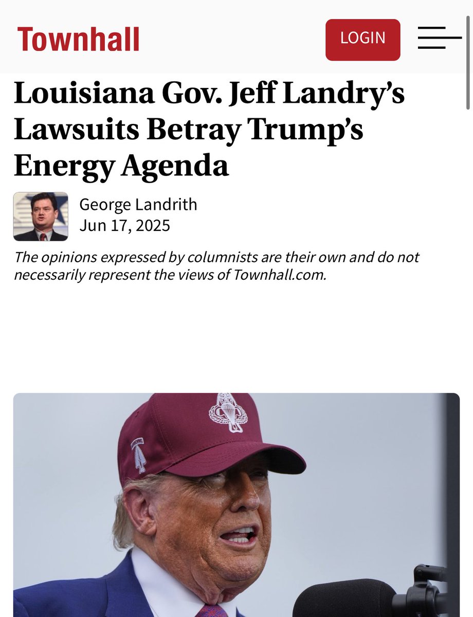 Louisiana Gov. Jeff Landry is siding with Democrat trial lawyers over Trump’s America First energy agenda. His lawsuits have already cost billions, punished patriotic energy producers, and sent a clear message: Louisiana is closed for business. 

Time to stop the betrayal.