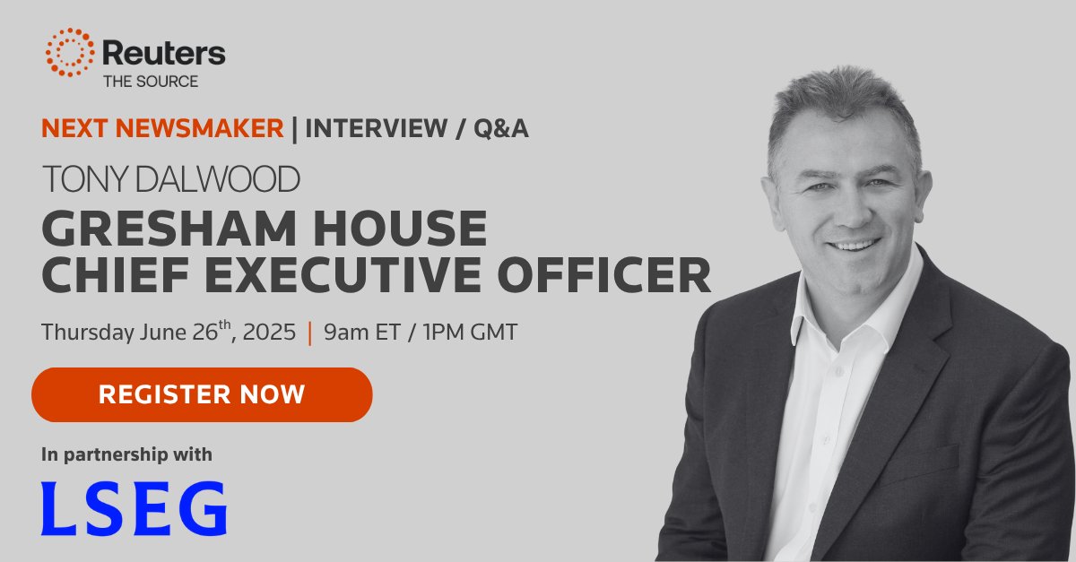ReutersPR's tweet image. Don't miss our upcoming Reuters NEXT Newsmaker with Gresham House CEO Tony Dalwood, who recently closed its largest-ever forestry fund.
RSVP to join us this Thursday: bit.ly/468j47S