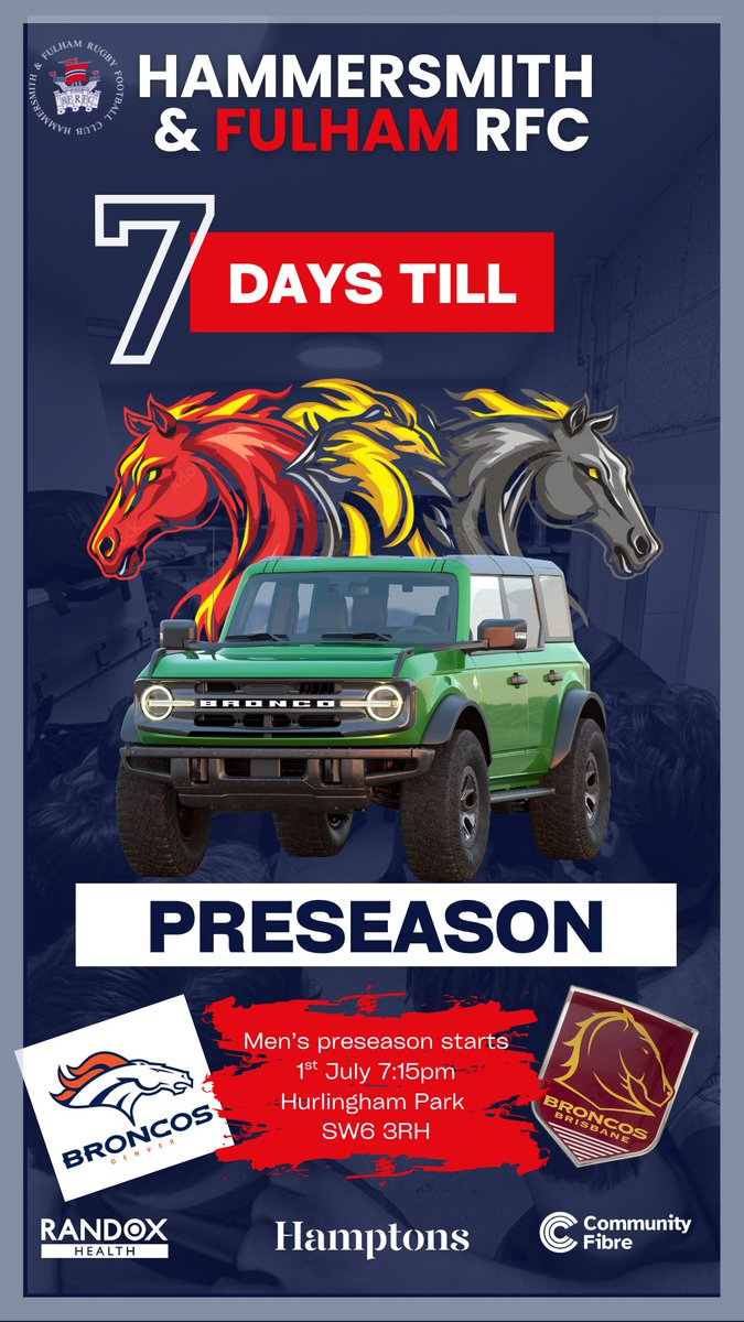 7 days until preseason! The men's 2025/26 season officially starts on Tuesday, 1st July from 7:15pm, whilst the Hammers' Women begins on Thursday 3th July! We can't wait, and we know you can't either!

See you in 7 days at Fortress Hurlingham!
