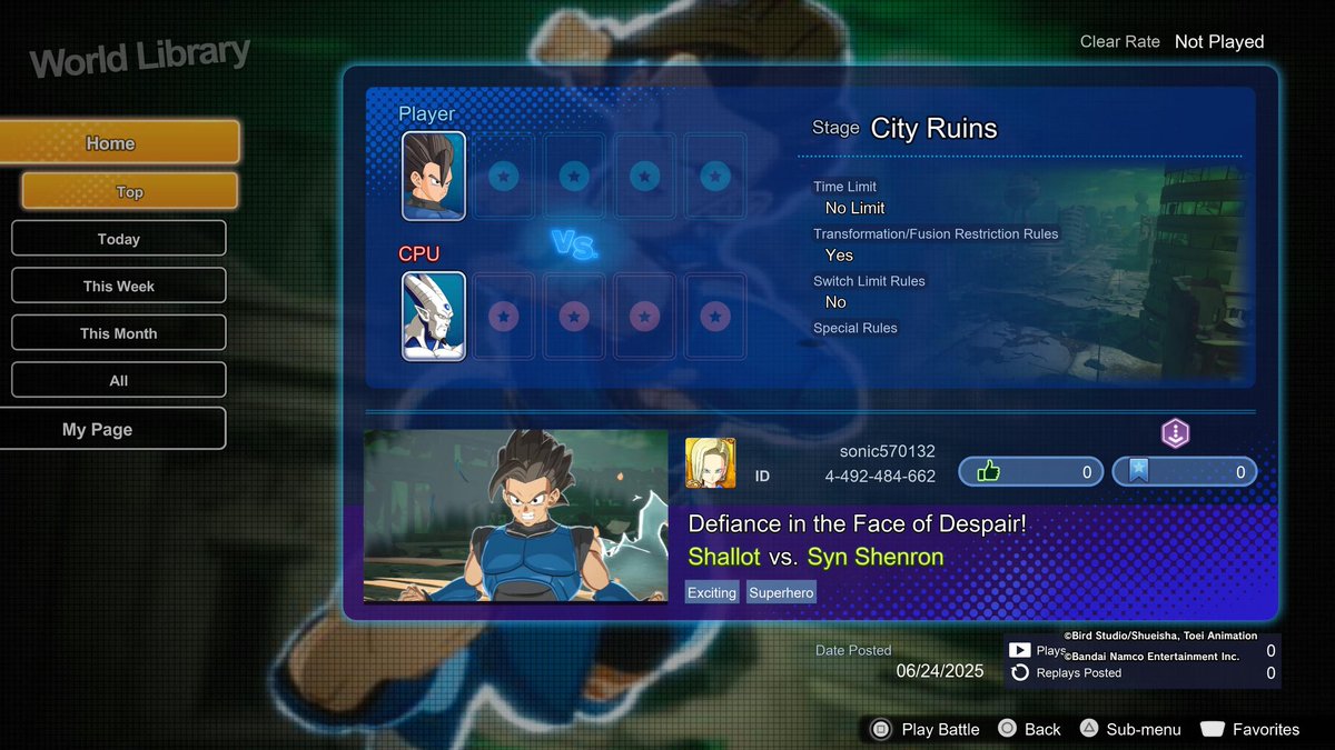 AndrewM51901's tweet photo. Just made a custom battle with shallot guys! Play it if you have the free time! #DBsparkingzero #SparkingZero https://t.co/XimFx5YH6E