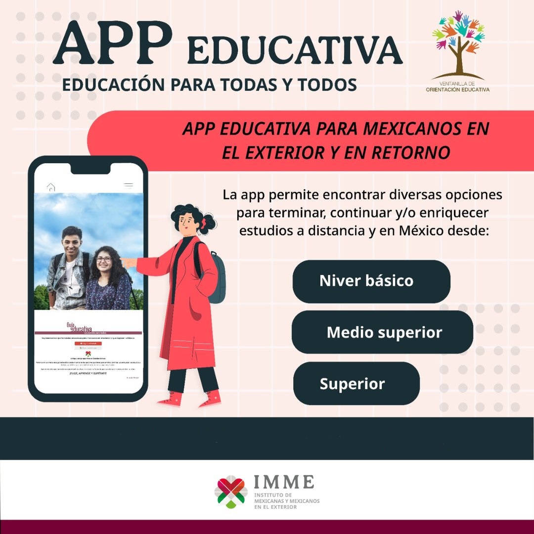 Con educación, hay transformación.👩‍🏫
🤔¿Sabes qué puedes encontrar en la guía educativa IMME?
👉 Oportunidades educativas. 
👉 Apoyos en Estados Unidos.
👉 Continuación y revalidación de estudios en México.
👉 VOE.
🔗 ime.gob.mx/educacion/prog…