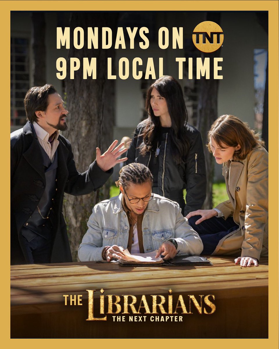 The adventure continues… but now on schedule. Starting TONIGHT #TheLibrarians: The Next Chapter airs weekly at 9 PM local time on @TNTdrama (check local listings)