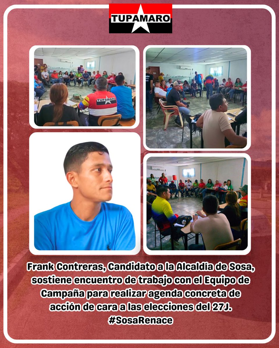 ¡Unidad y Compromiso! 🚩🏴

Hoy #23Jun nuestro candidato a la alcaldía de Sosa, Frank Daniel Contreras, sostuvo un productivo encuentro con su equipo de trabajo. Se destacó la importancia de la unidad y el esfuerzo conjunto para construir el Sosa que todos anhelamos.