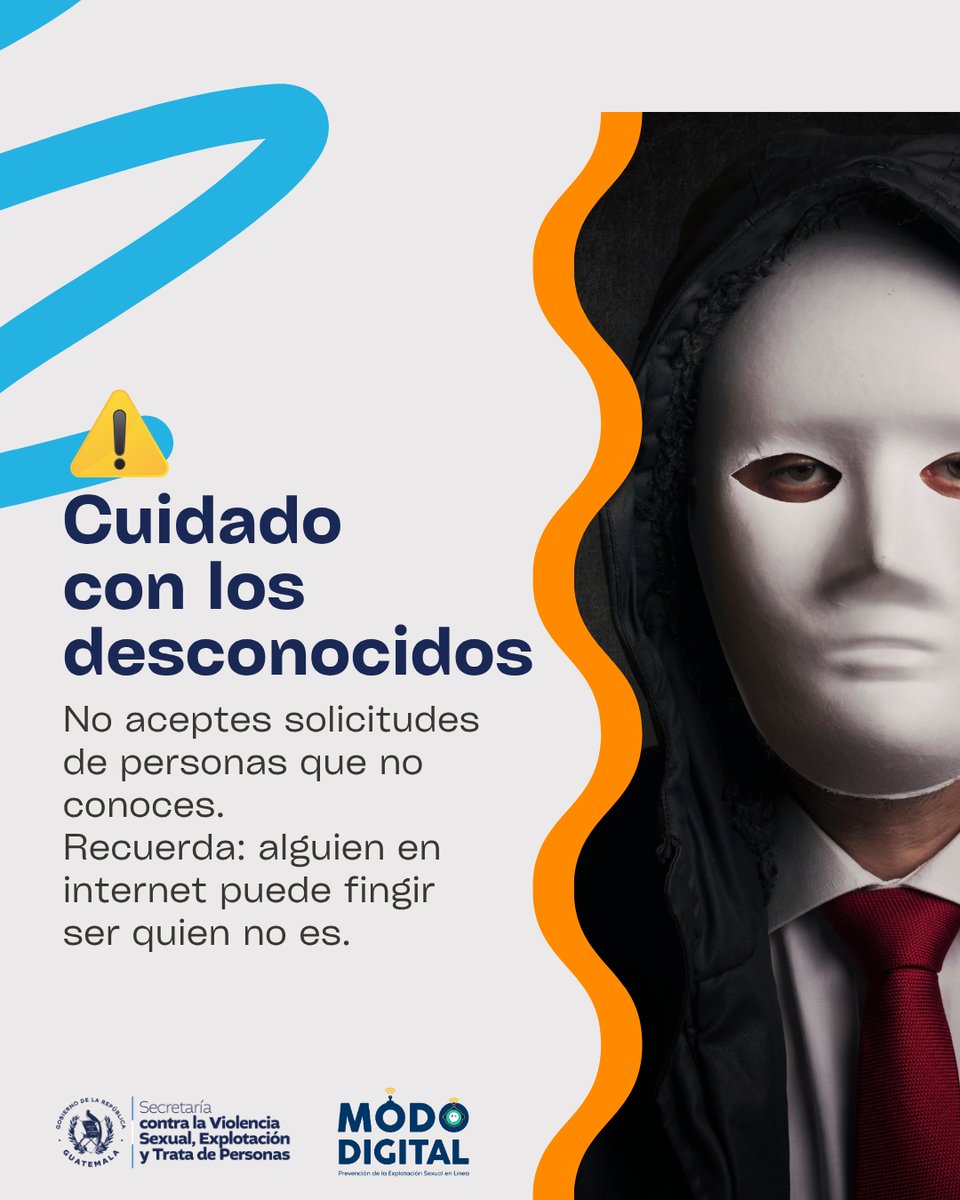 secretariasvet's tweet image. ⚠️ ¡Cuidado con la seducción en línea!
🔒 Protege tu privacidad
🙅‍♀️ No aceptes desconocidos
🚫 Bloquea y denuncia mensajes raros

#ModoDigital #PrevenciónVET #SVET #NoALaTrata #DelitosVET