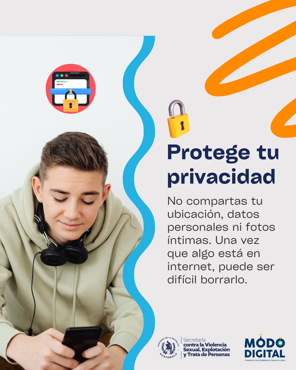 secretariasvet's tweet image. ⚠️ ¡Cuidado con la seducción en línea!
🔒 Protege tu privacidad
🙅‍♀️ No aceptes desconocidos
🚫 Bloquea y denuncia mensajes raros

#ModoDigital #PrevenciónVET #SVET #NoALaTrata #DelitosVET