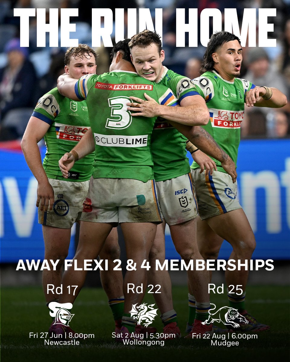 Campbelltown done. Eyes forward.

The Away Flexi Membership lets you choose how you show up, one ticket per game, or four at once! Back the boys across NSW 💚

bit.ly/4jT7Gjo

#JoinTheRaid
