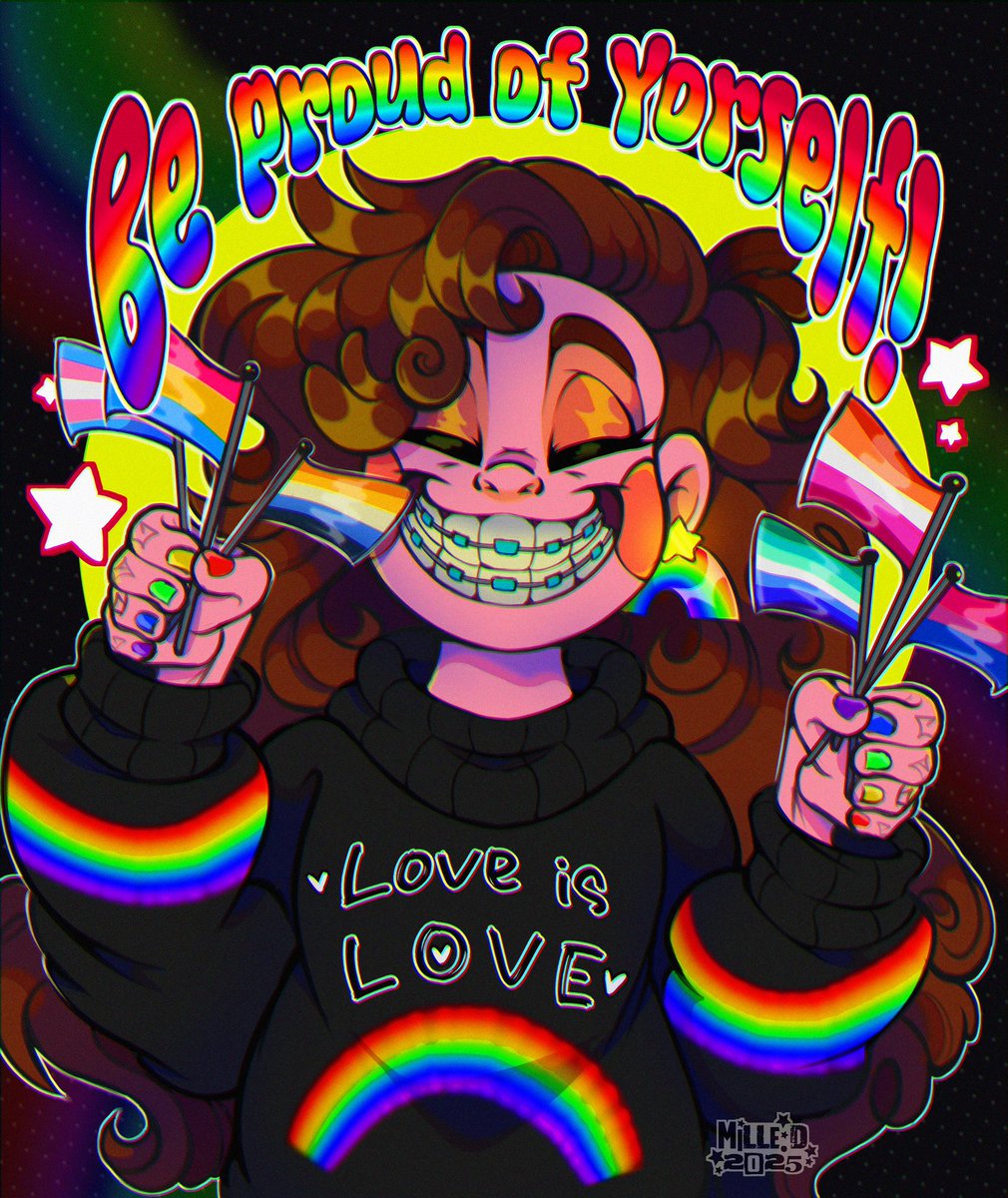 MilleDPurple's tweet image. Pride bright like a rainbow…or something like that 🌈😛
#prideart #Pride2025 #GravityFalls