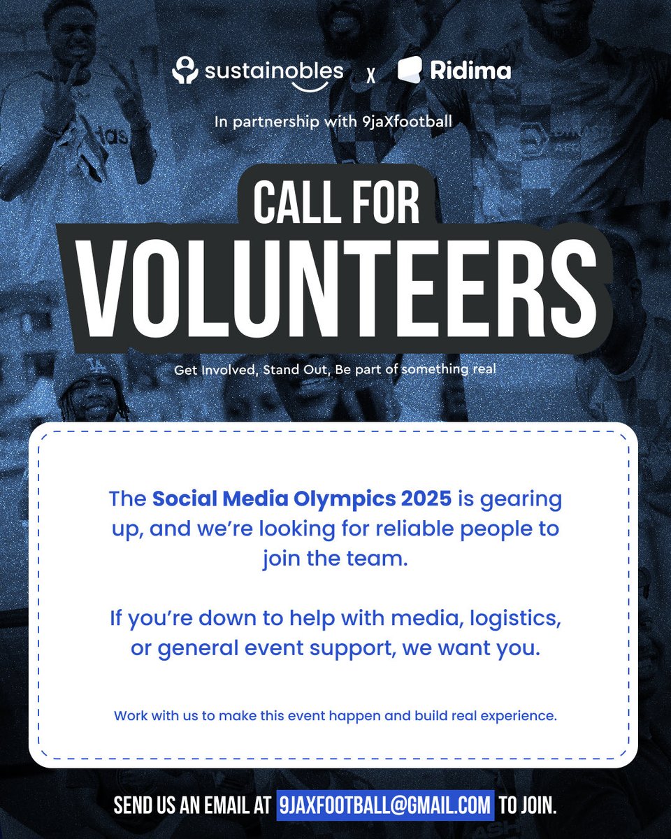 We will be hosting over 5k persons in UNILAG for our next Charity event,

It’s the Social Media Olympics and it will happening come 27th of July.

TIKTOK VS X VS IG VS YOUTUBE

Football, athletics, Boxing, Gaming etc. all at the same time.

If you’d like to be a Volunteer, Dm.
