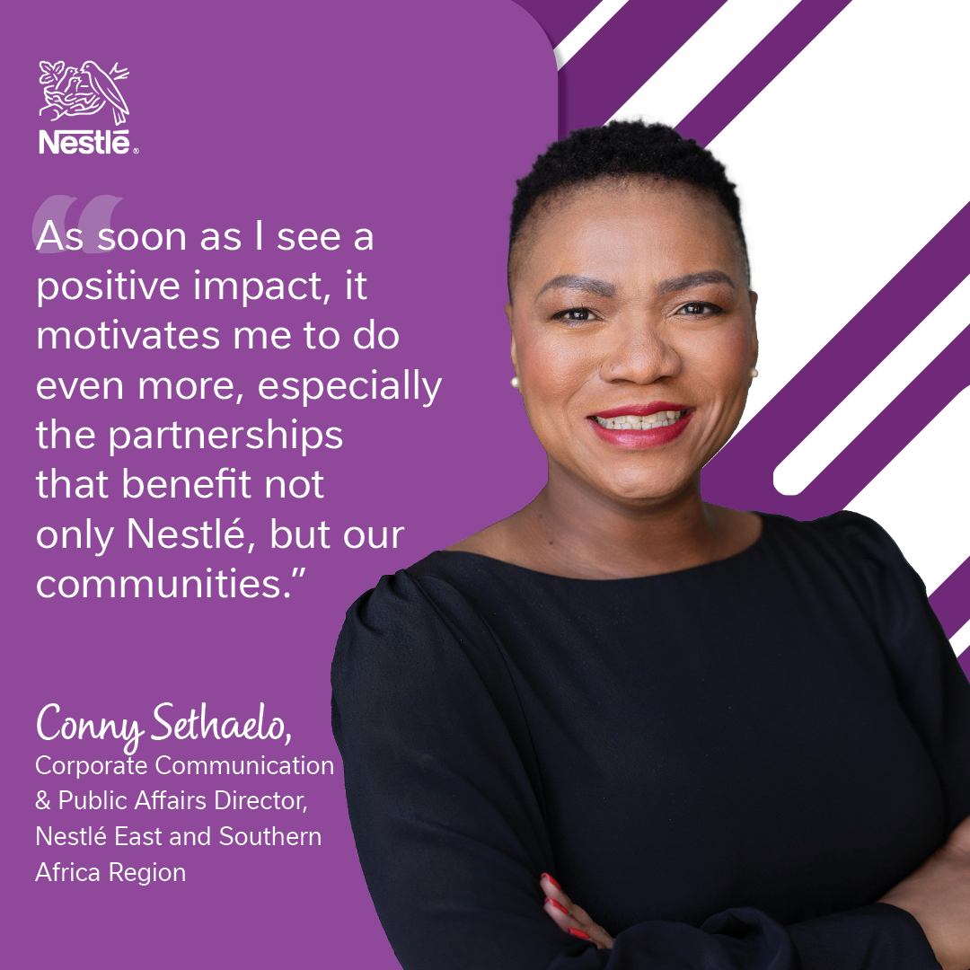 When purpose drives passion, impact follows 💯✨ Meet Conny Sethaelo, our ESAR Corporate Comms &amp; Public Affairs Director who brings Nestlé's purpose to life through authentic partnerships 🤝 and genuine connections 🌍. Read more here: bit.ly/44u4iqQ