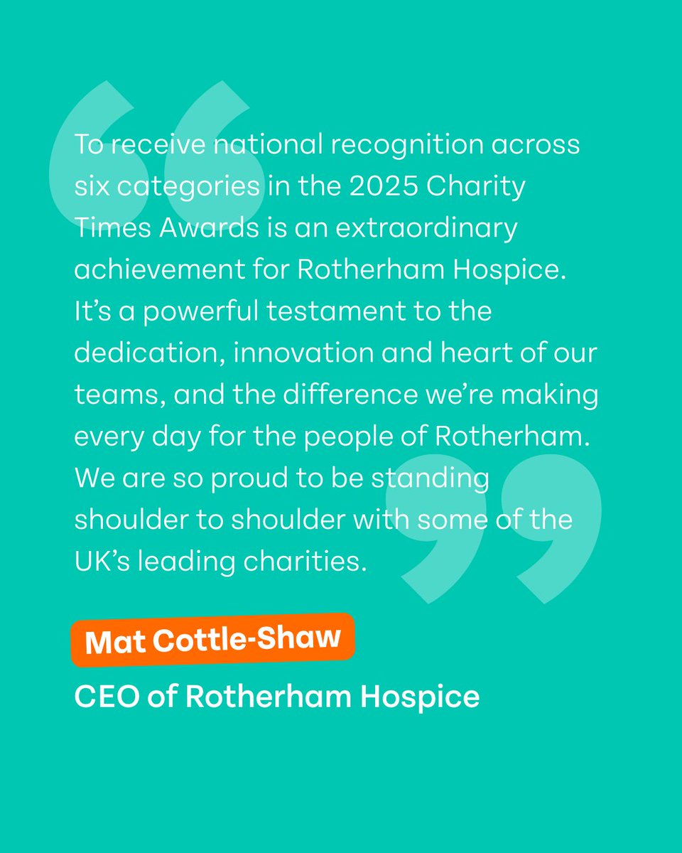 RotherHosp's tweet photo. 🌟 We’ve got rother incredible news to share… 🌟

For the very first time, Rotherham Hospice entered the prestigious @CharityTimes Awards and we’ve only gone and been shortlisted in SIX categories! 🧡✨

#RotherhamHospice #CharityTimesAwards #RotherProud #LivingLifesWishes https://t.co/u0IlNvq7Nj