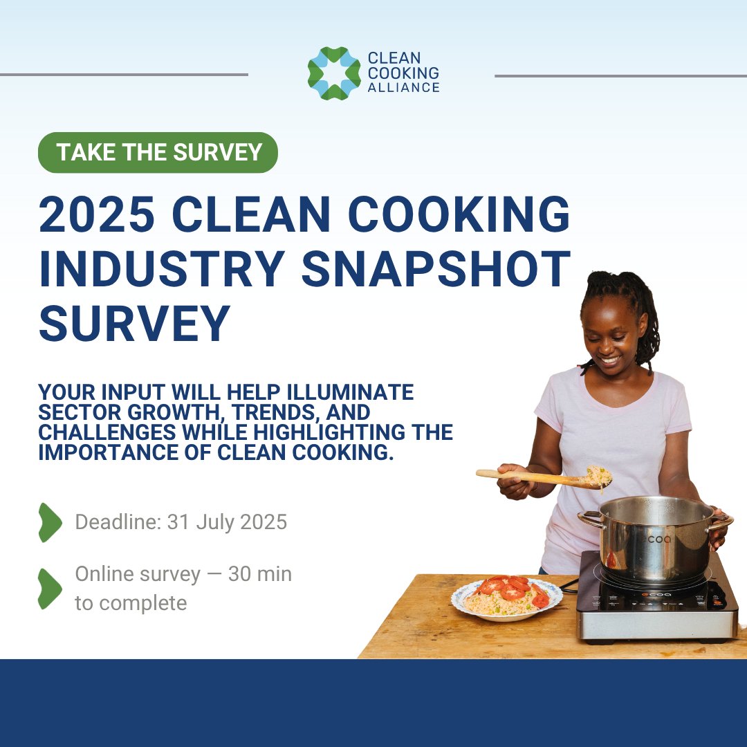 🌍 The 2025 Clean Cooking Industry Snapshot Survey is live!

✅ 30 min | 🔒 Confidential
📅 Deadline: July 31

👉 Take the survey: ow.ly/3xrg50WeYQO

#CleanCooking