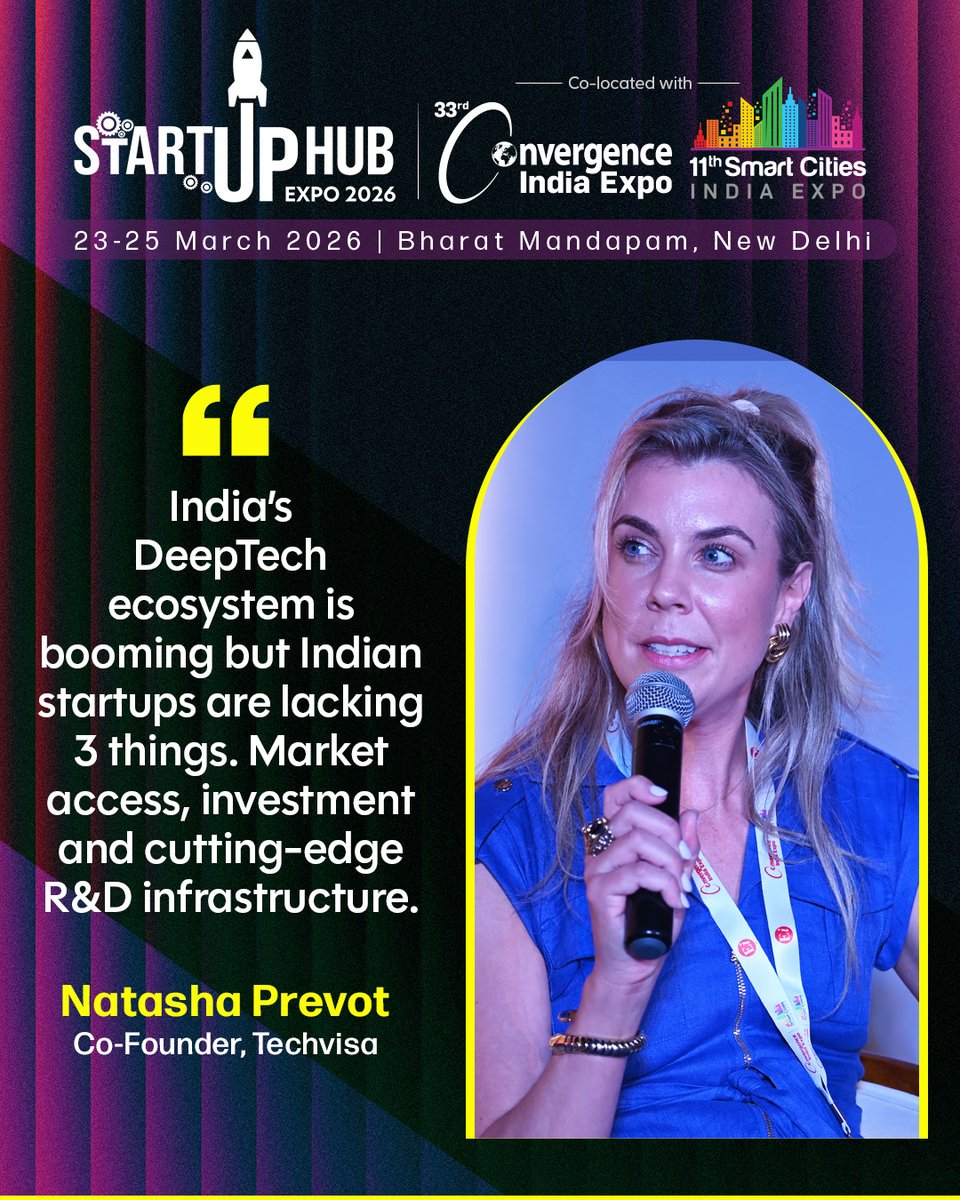 startuphubexpo's tweet photo. India’s DeepTech space is buzzing — but is potential enough? Natasha Prevot, Co-Founder Techvisa says what's missing: market access, funding, and top-tier R&D.
Can India close the gap and lead globally?
Let’s talk.👇
#StartupHubExpo #DeepTechIndia #Techvisa #InnovationIndia https://t.co/rOPIKZQtY1