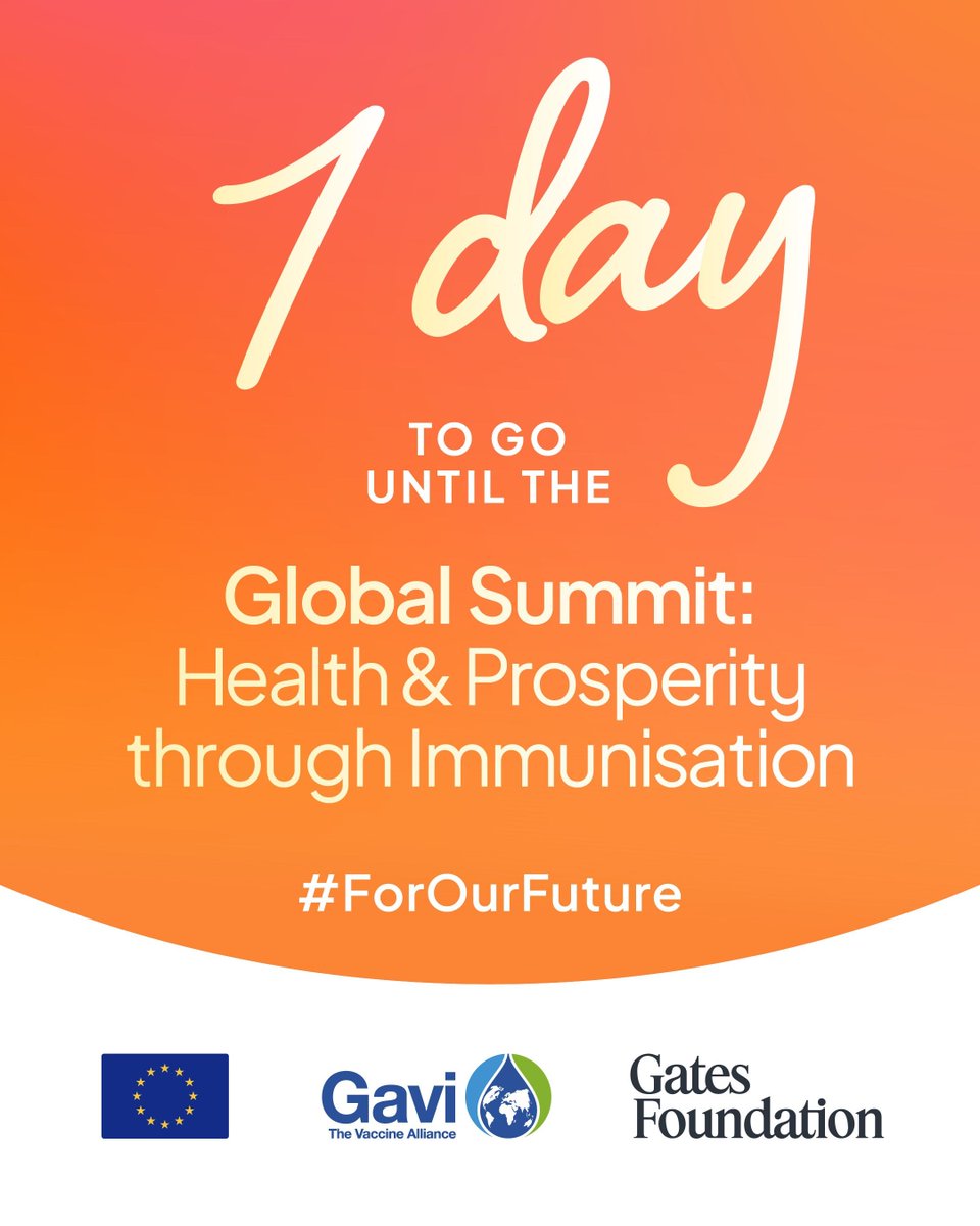 gavi's tweet image. 🗓️ 1 DAY TO GO 🗓️ 
24 hours until world leaders decide the fate of millions. Will we be able to immunise 500 million more children through the 2030?  
#ForOurFuture