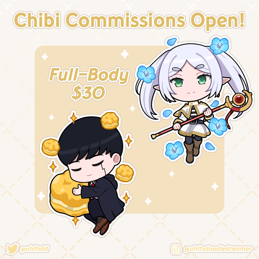 ohitsdd's tweet photo. I'm opening my chibi commissions!  If you're interested, feel free to reach out! RTs are super appreciated 💖 #chibi #commissionsopen #anime #Dandadan #okarun #momo #dungeonmeshi #ApothecaryDiaries #bocchi #psyduck https://t.co/zq5zGuBibn