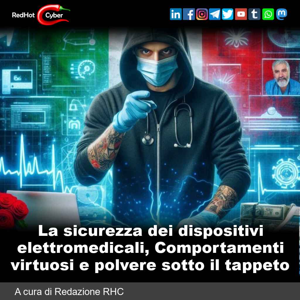 La sicurezza dei dispositivi elettromedicali, Comportamenti virtuosi e polvere sotto il tappeto

📌 Link all'articolo : redhotcyber.com/post/la-sicure…

#redhotcyber #hacking #cti #ai #online #it #cybercrime #cybersecurity #technology #news