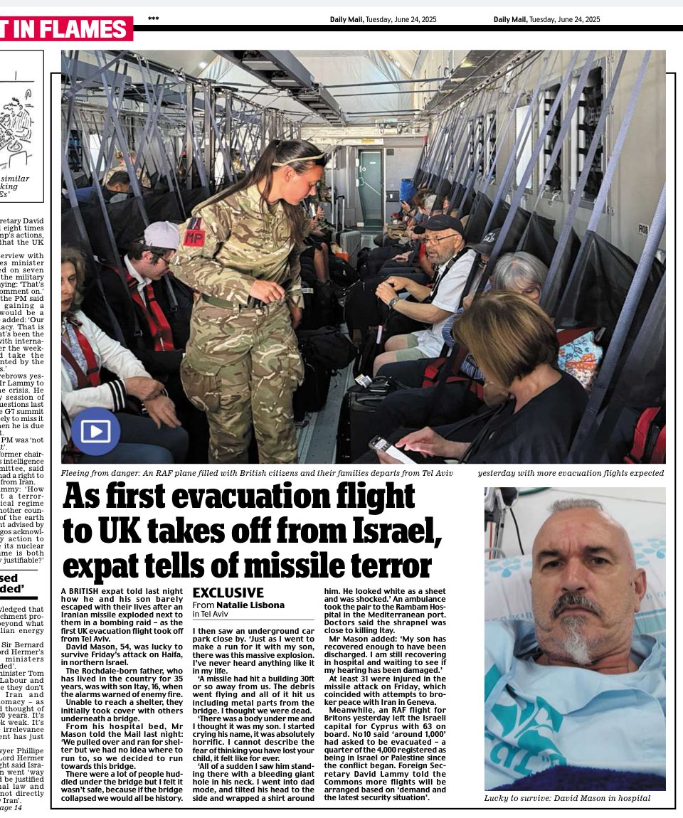 I had the profound privilege of interviewing David Mason — a British expat from Rochdale who survived a terrifying ballistic missile strike in northern Israel that nearly killed his 16-year-old son.

David and his son Itay were caught in the middle of a bombing raid near Haifa,