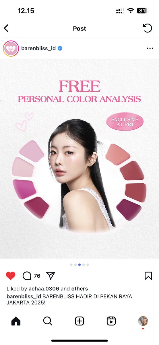 yang ke PRJ WAJIB mampir ke booth barenbliss 😭💄 DISKONNYA GILA-GILAAN GUYSS!!

mana ada juga FREE personal color analysis pulaa🤩🤩