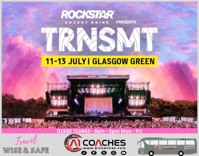 🎉 #TRNSMT 2025 is getting closer! 🎉

Avoid the hassle of travel and let A1 Coaches get you there in comfort and style! 🚌✨

Pick-Up Points in Fife. 
 
💸  £40.00 Return - There and Back!. 

🌎 - Book Online a1coaches.com/products/trans…