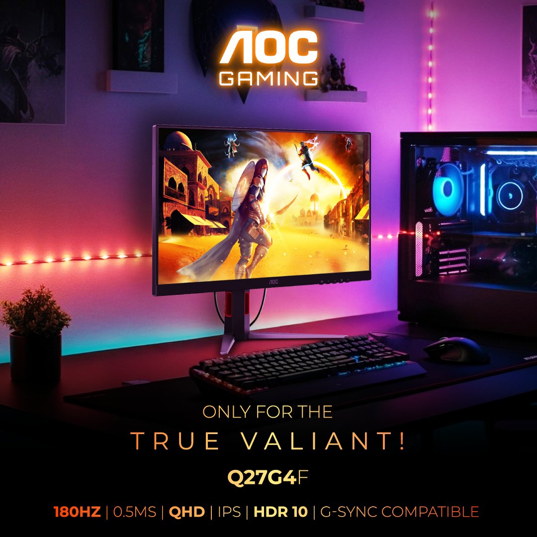 AGONBYAOCJP's tweet photo. 【AOC】
27インチFast IPSモニター Q27G4F/11登場！
2560×1440@180Hz、0.5ms応答速度、広色域（sRGB120%、DCI-P393%）で鮮やか。高さ調整&amp;ピボット対応。3年保証付き！
#ゲーミングモニター #FastIPS #Q27G4F #AOC https://t.co/AE6VqSnA6U