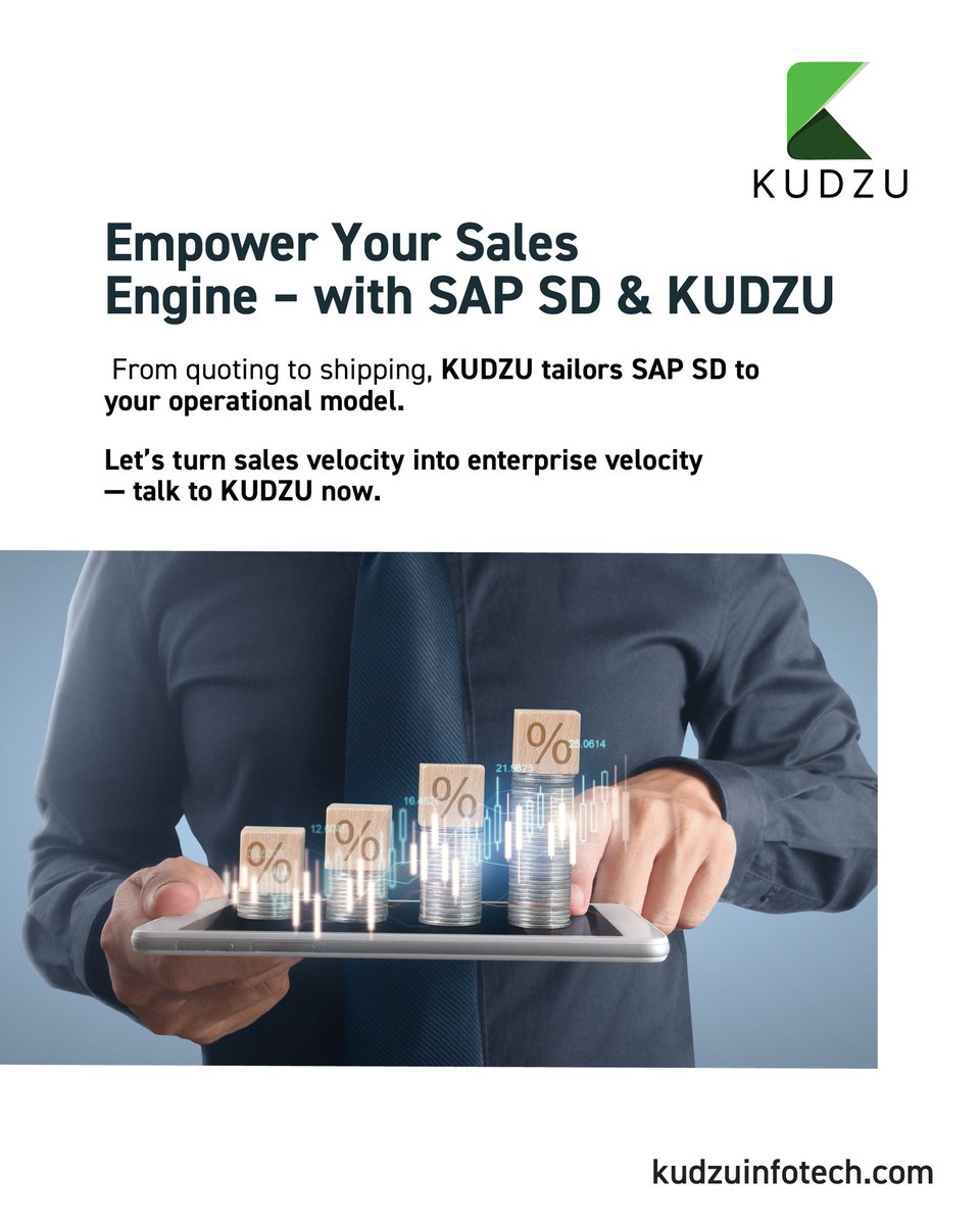 kudzu_infotech's tweet image. Friction in sales kills momentum. SAP SD brings control; KUDZU brings results.

Upgrade how you sell, ship, and scale.

#SAPSD #SmartSales #KUDZUDrivesGrowth