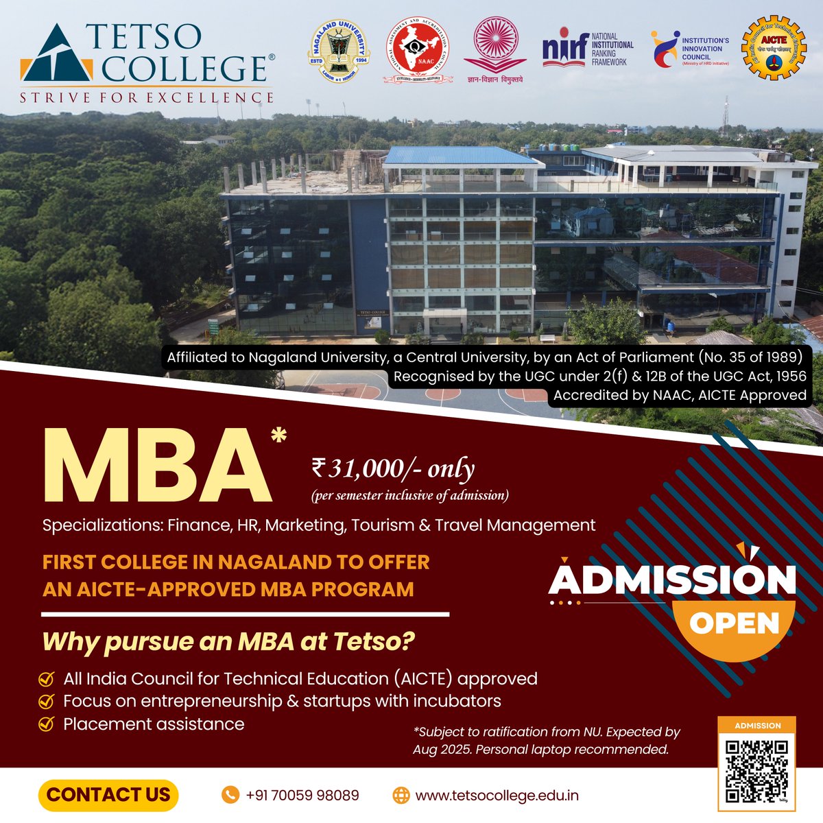 🚀 Pursue Your MBA Dreams at Tetso College, Nagaland! 🎓

📍 First in Nagaland! The only college with an AICTE-approved MBA program in the state.

📞 Call Now: +91 70059 98089
🌐 Visit: tetsocollege.edu.in

Shape Your Future with Tetso College! 🚀📈