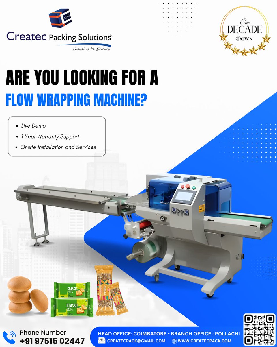 CreatecPacking's tweet image. ✅ Ideal for: Biscuits, Chocolates, Soaps, Medical Items, Masks, and Hardware
✅ Works with laminated and heat-sealable films
✅ Precise cutting | Automatic feeding | Smooth sealing
📞 Book a Demo: +91 97515 02447 | +91 99942 07197
#FlowWrappingMachine
#PillowPackMachine