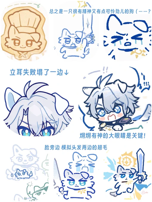 总结了一下我流的🐶Phainon☀️

*未完成式→立耳不完全 塌了一只耳朵
*水汪汪的大眼睛!
*翘毛模拟了两边的头发

很有精神但又有点可怜劲儿的小狗↓ 
