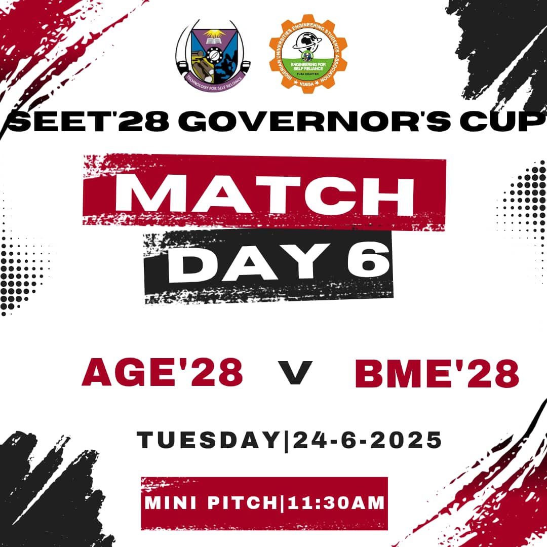 SEET_CLASS_28's tweet photo. 🏆 ⚽ *"MATCH DAY 6: GET READY FOR THE ⚽🏆ACTION! 🏆⚽ 
The wait is over! Match Day 6 of the SEET'28 Governor's Cup is officially fixed and promises to be an exciting one ! 🔥

Come around and expect thrilling display of skills 🤾🤾

Brought to you by ----> *UTHMAN* 🤜🤛 https://t.co/0PQ4dgarsY