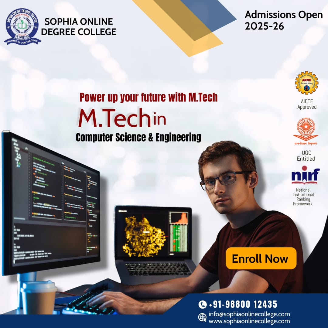 SophiaonlineDeg's tweet image. 👨‍💻 Turn Code into Career Growth!
Power up your future with an M.Tech in Computer Science &amp;amp; Engineering from Sophia Online Degree College.

 📅 Admissions Open for 2025-26
 📞 +91-98800 12435 | 🌐 sophiaonlinecollege.com

#MTechCSE #OnlineMTech #TechEducation