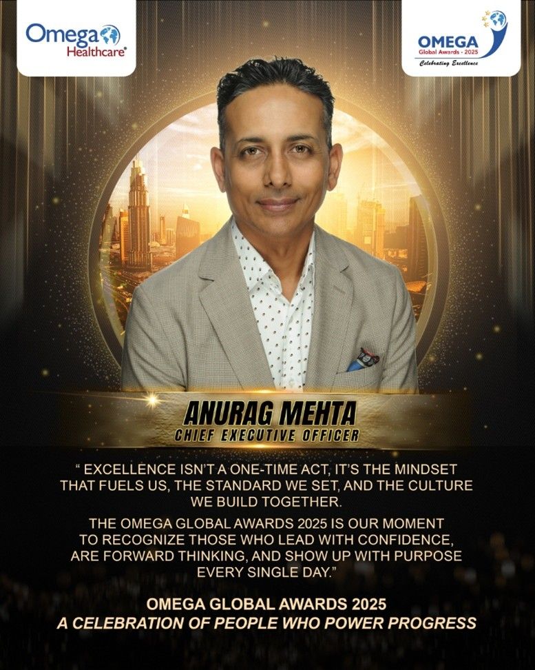 Omega_HMS's tweet image. Excellence isn’t occasional, it’s who we are.

In the lead-up to Omega Global Awards 2025, our CEO, Mr. Anurag Mehta, shares his thoughts on the mindset and culture that power our journey.

Let’s celebrate those who lead with purpose and raise the bar every day.

#ProgressDriven