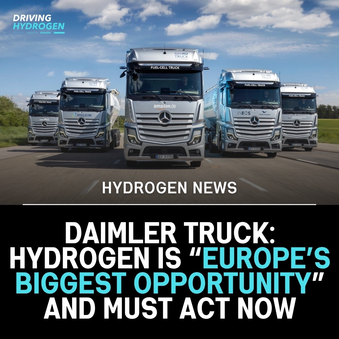 drivinghydrogen's tweet image. Daimler Truck: Hydrogen is “Europe’s biggest opportunity” and we must act now 🇪🇺🚛⚡️

Ten megawatts. That’s how much power it takes to...

Read the full breakdown:
h2.news/dteurh2t

#DaimlerTrucks #HydrogenTrucks #ElectricTrucks #EUDecarbonisation #NetZero #DrivingHydrogen