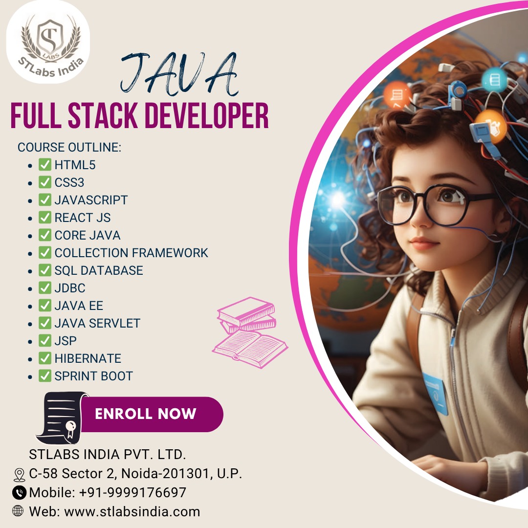 stlabsindia's tweet photo. STLabs India offers comprehensive Java Full Stack Developer Training designed for beginners and professionals. #java #javafullstack #javatraining #javatraininginstitute #stlabs #stlabsindia 
Website - https://t.co/njZKZXnn3T
Contact No. 9999176697 https://t.co/CiUmsZWuEA