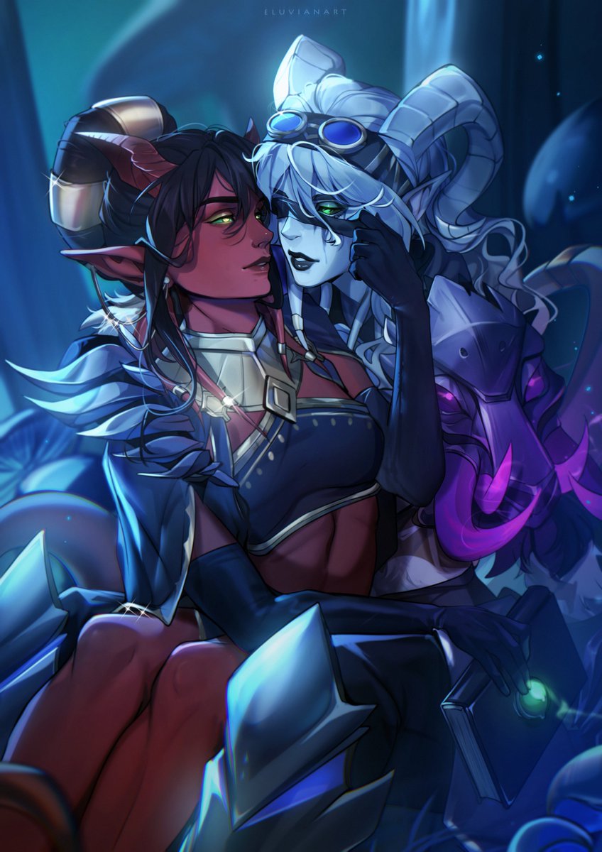 Eluvianart's tweet image. Moon @Sleepybleat and Eli’anu
Random commission