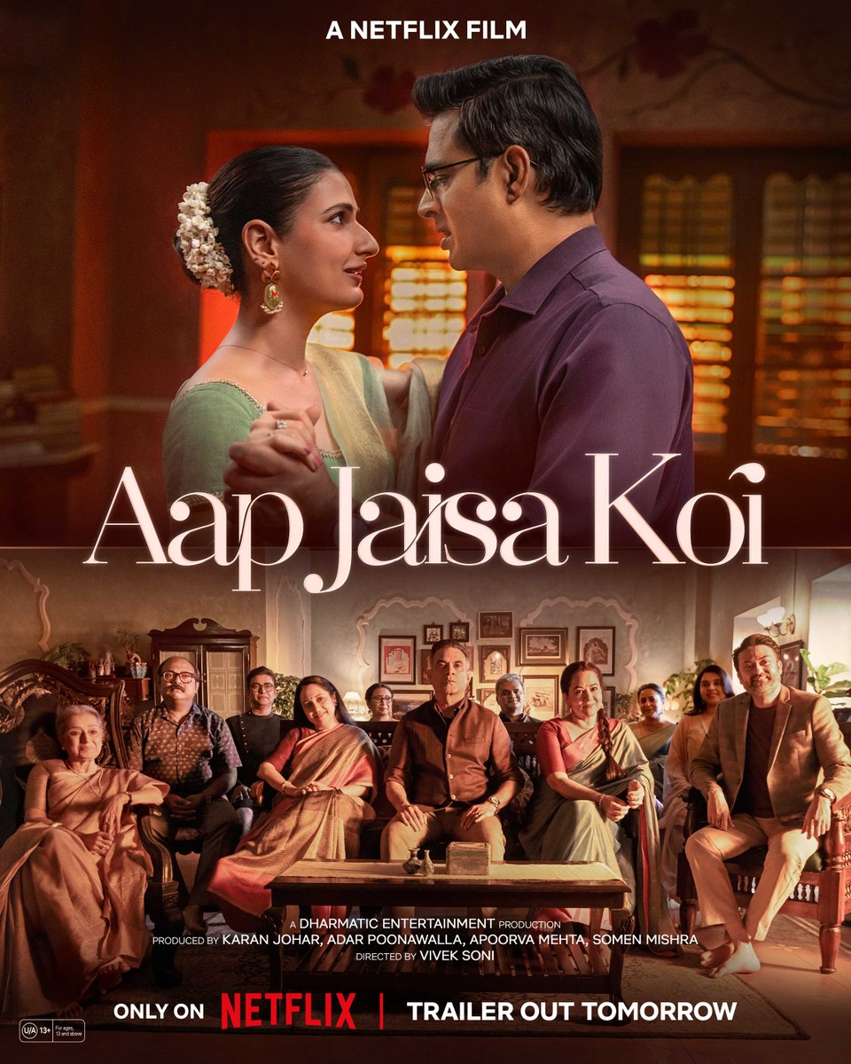 OTT_Trackers's tweet photo. #AapJaisaKoi - A Netflix Film

Trailer will be out Tomorrow !!

Streaming from July 11th on Netflix in Hindi, Tamil, Telugu, Kannada &amp; Malayalam 🍿!!

#OTT_Trackers https://t.co/7NYctuStIM