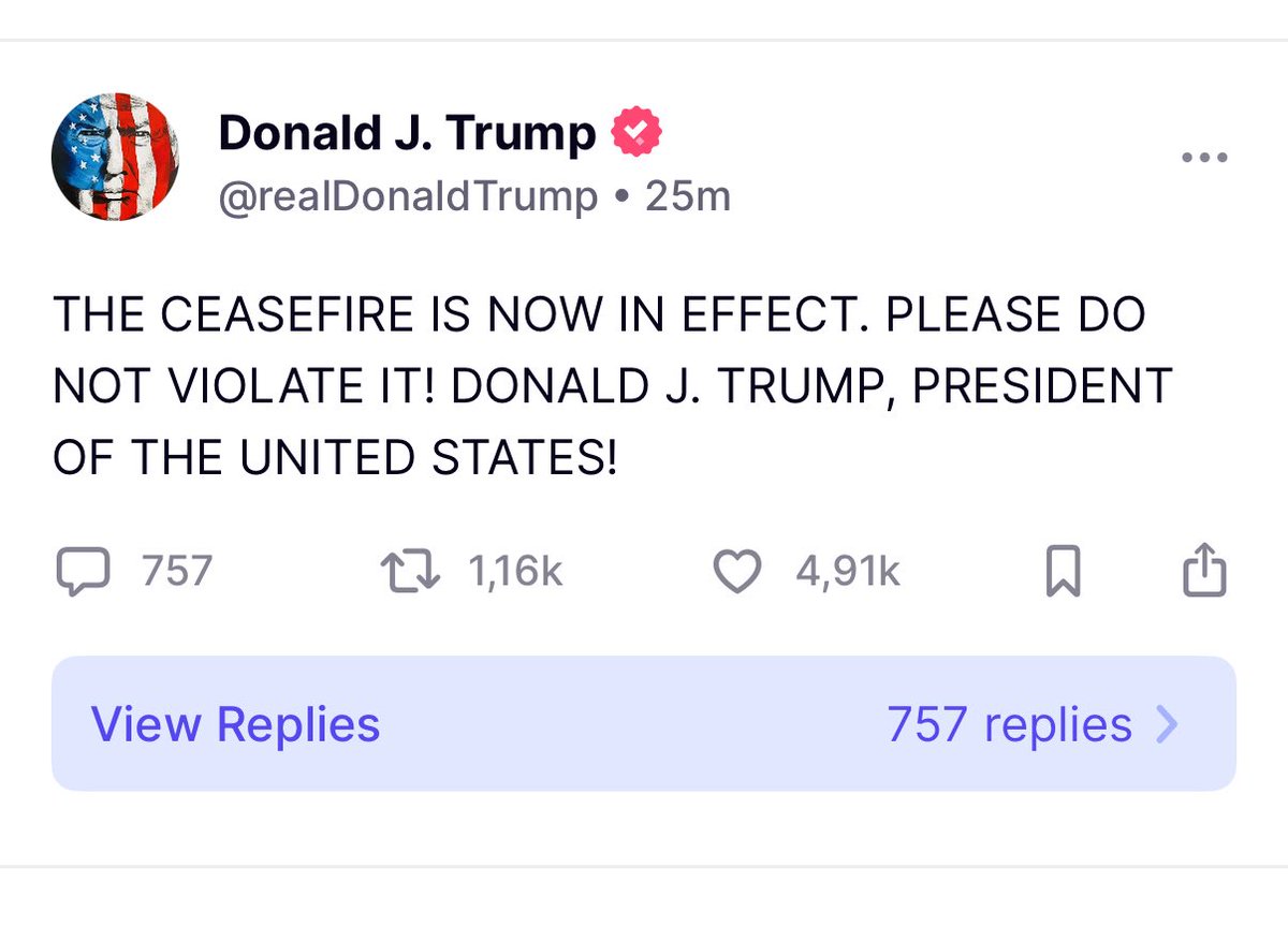 Wenn dieser Krieg nun rasch enden sollte (wenn!), wäre es ein enormer Erfolg für Trump. Das iranische Atomprogramm wohl um Jahre zurückgeworfen und der Iran zu schwach, um signifikant zurückzuschlagen. Würde Trump auch innenpolitisch enorm helfen.