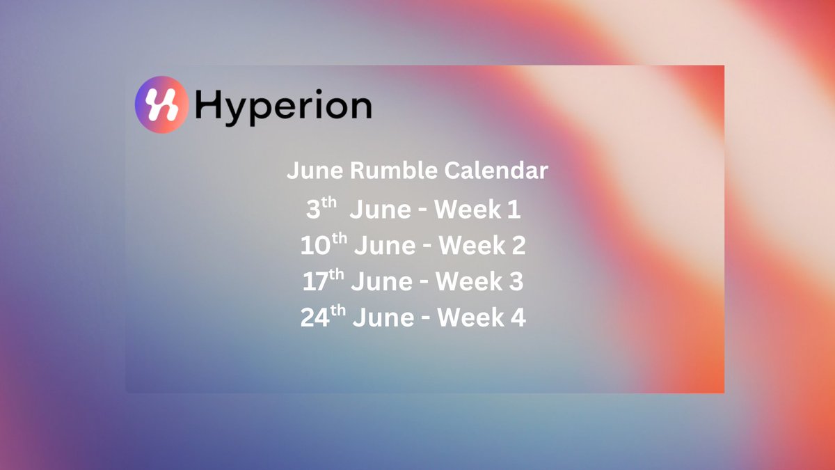 nasiramiru1's tweet photo. 🎮 Hyperion Rumble — Mako na 4 ya dawo!
Ku shirya fafatawa yau da karfe 3 na rana UTC a cikin tashar 

🏆 Lashe maki
🔥 Samun taken zakara mai nasara a jere
💥 Nuna ƙarfin Hyperion ɗinku

Ku shirya, ’yan uwa na Hyperion!
#HyperionDEX #Aptos #RumbleTime https://t.co/j3uYb0sUfF