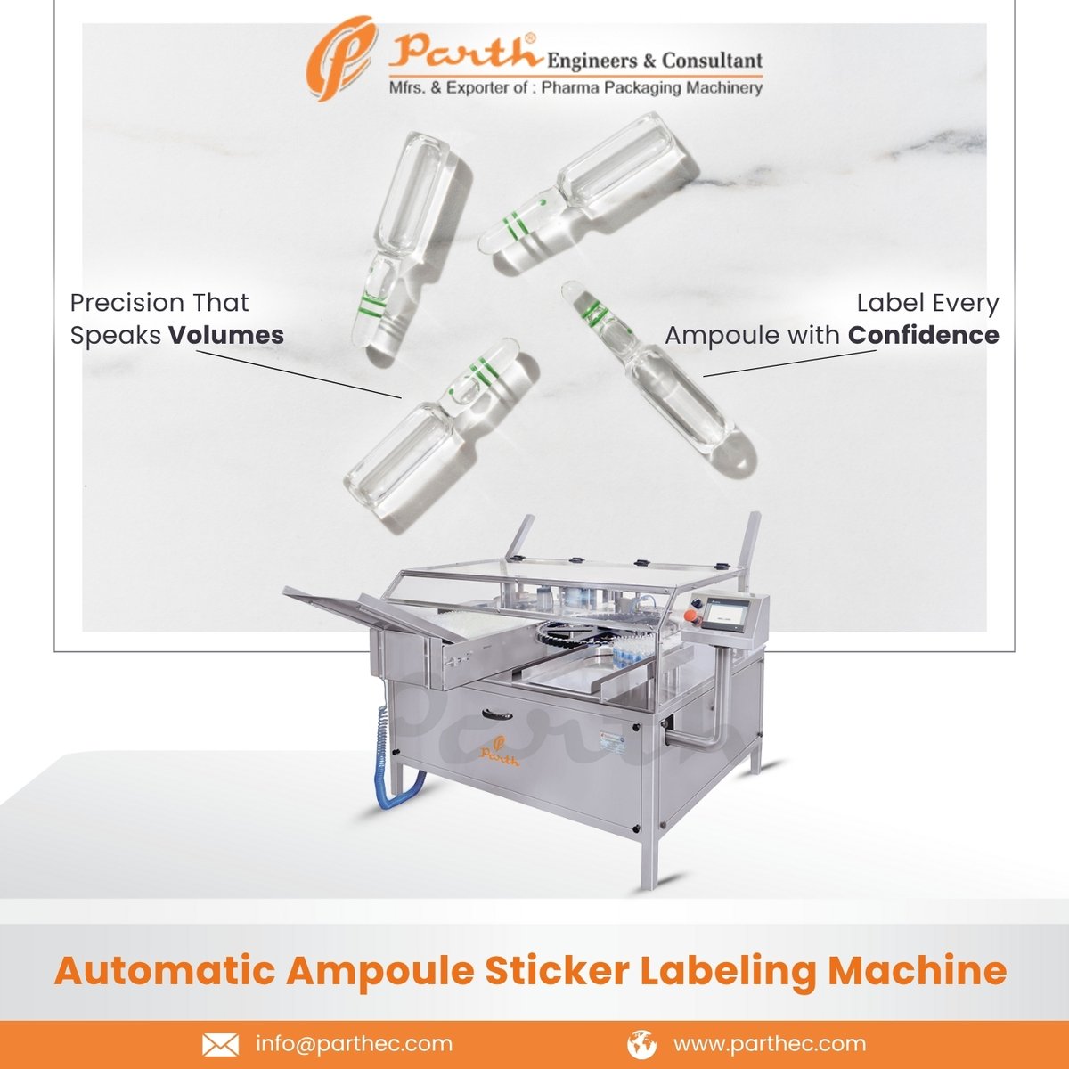 EngineersParth's tweet image. Boost your pharmaceutical labeling with the Automatic Ampoule Sticker Labeling Machine by Parth Engineers &amp;amp; Consultant. Up to 300 ampoules/min, servo-driven accuracy, and no compressed air needed!
visit parthec.com/product/automa…
#Parthec #automaticampoulestickerlabelingmachine