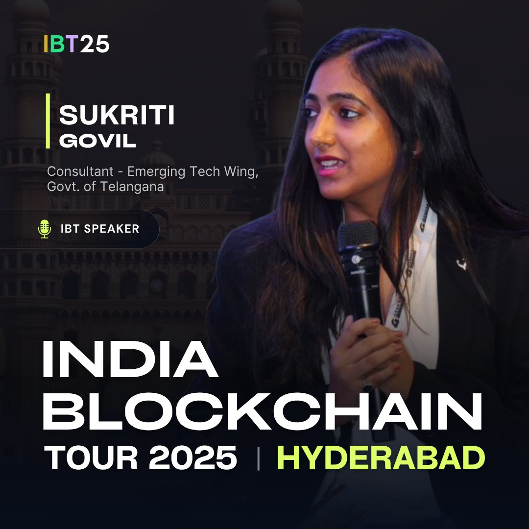 India Blockchain Tour (IBT) | Metamorphosis 2025 (@octaloophq) on Twitter photo Governance meets next-gen tech 🏛️⚙️
<a href="/SukritiGovil/">Sukriti Govil</a>, Consultant - Emerging Tech Wing, Govt. of Telangana, joins as a Speaker at the India Blockchain Tour 2025 - Hyderabad.
🗓️ 28th June
📍 Le Meridien, Hyderabad
Explore how public sector innovation is driving India’s Web3 Governance meets next-gen tech 🏛️⚙️
<a href="/SukritiGovil/">Sukriti Govil</a>, Consultant - Emerging Tech Wing, Govt. of Telangana, joins as a Speaker at the India Blockchain Tour 2025 - Hyderabad.
🗓️ 28th June
📍 Le Meridien, Hyderabad
Explore how public sector innovation is driving India’s Web3