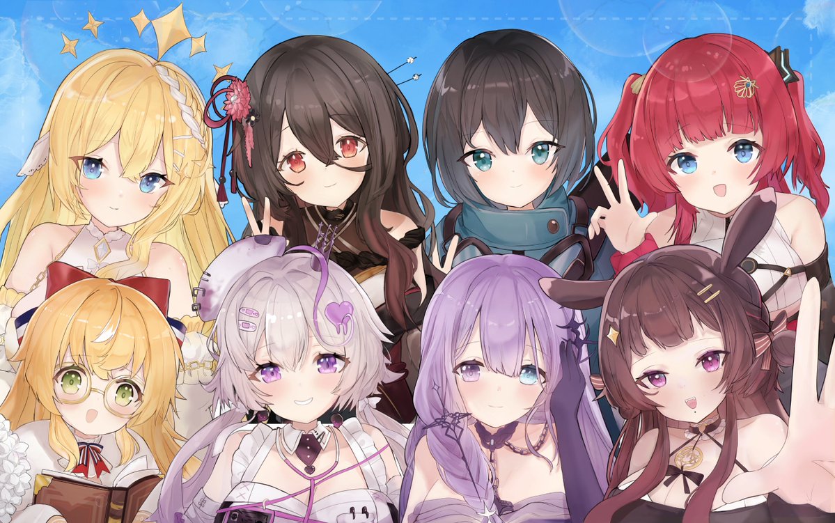 #commision 
🐇🦈🐚💀🎻🪽📕🐦‍⬛
夏日的合照塗鴉？
#黑兔孟克 #眠開朗基羅  #貝卡索  #夜烏檔案 #希翁解剖  #營火邊的畫 #庫路路繪啦 #StellaSteArt