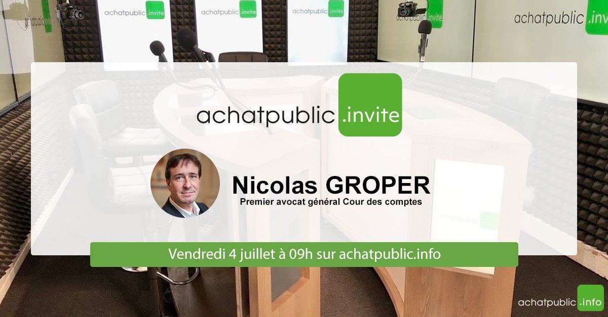 achatpublicinfo's tweet photo. 📺 achatpublic invite... Nicolas Groper, Premier avocat général près la Cour des comptes. #CommandePublique #RGPF
📅 Vendredi 4 juillet à 9h, en direct sur https://t.co/M7u0dF1gfO... https://t.co/NEEbYt6V7t https://t.co/WGUAPDvvxz