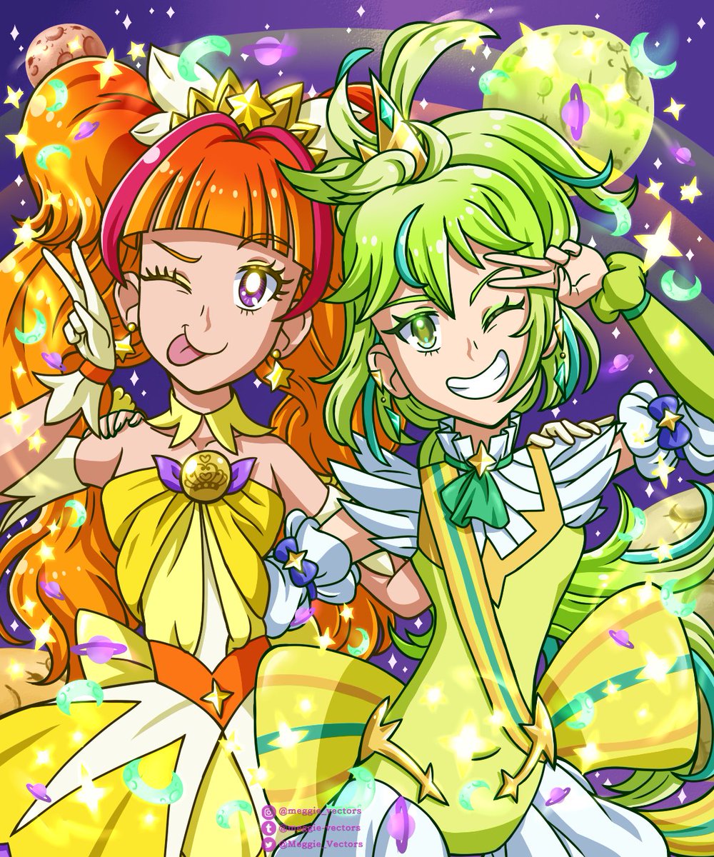 Meggie_Vectors's tweet image. “ギャラクシーコーラス！” 👑⚜️💛🌟
“ミーティア・アステロイドシャワー！” 👑🎶💚✨️
#ToeiAnimation #SilverLink #GoPrincessPrettyCure #GPPC #CureTwinkle #AmanogawaKirara #PrincessionOrchestra #PO #PrincessMeteor #NagaseIchijo #MagicalGirl #Crossover #FanArt #DigitalArt #Illustration