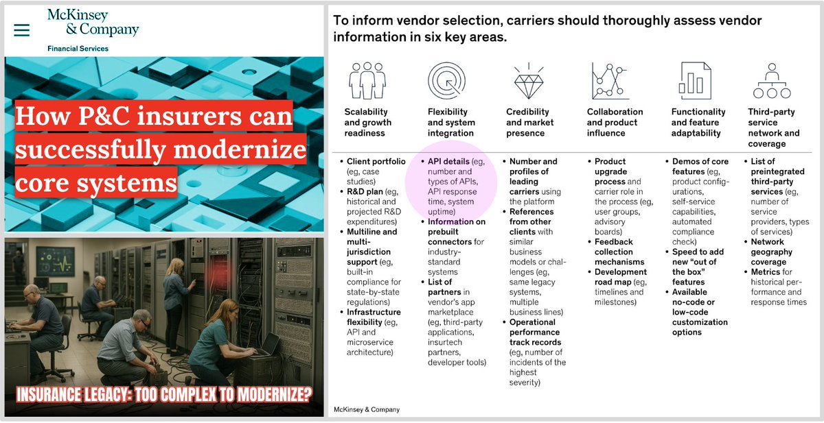 Is the legacy an asset or a threat for insurers?

→ linkedin.com/posts/florian-…

I recently shared my views on that challenge, McKinsey released a report on the need for P&amp;C carriers to consider new IT infrastructures and Lemonade's CEO talked about AI-first InsurTech in London.
