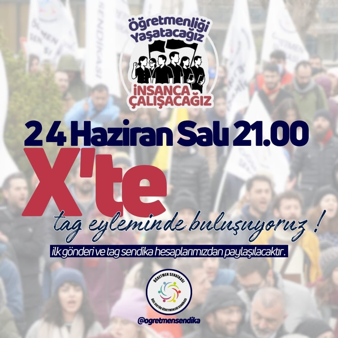Umut_Sendikasi's tweet photo. Öğretmenler yürüyor, mücadele büyüyor!

Özel Sektör Öğretmenleri Sendikası (@ogretmensendika) çarşamba günü başlatacakları Ankara yürüyüşü öncesi, taleplerini ve haklılıklarını duyurmak için hashtag çalışması düzenliyor.

Tüm kamuoyunu bu akşam 21.00’de öğretmenlerin sesi olmaya çağırıyoruz.
#ÖğretmenliğiYaşatacağız