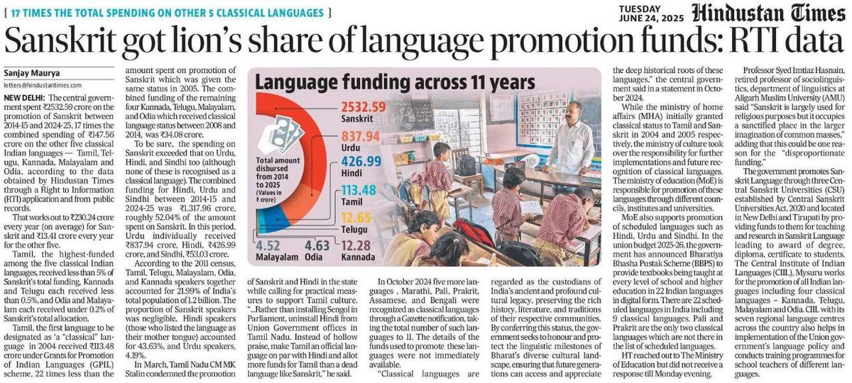 சமஸ்கிருதத்துக்கு அள்ளியும், தமிழுக்கு கிள்ளியும்... #Tamil #sanskrit