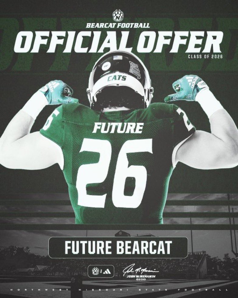 After a great camp yesterday I’m blessed to say I have received an offer from <a href="/NWBearcat_FB/">Northwest Football</a>!

<a href="/Megnew82/">Michael Egnew</a> <a href="/CoachDavis_87/">Roberto Davis</a> <a href="/CoachTwe/">Logan Twehous</a> <a href="/MidRecruiting/">Prep “Football” Mid Missouri Recruiting</a> <a href="/PrepRedzoneMO/">Prep Redzone Missouri</a>
