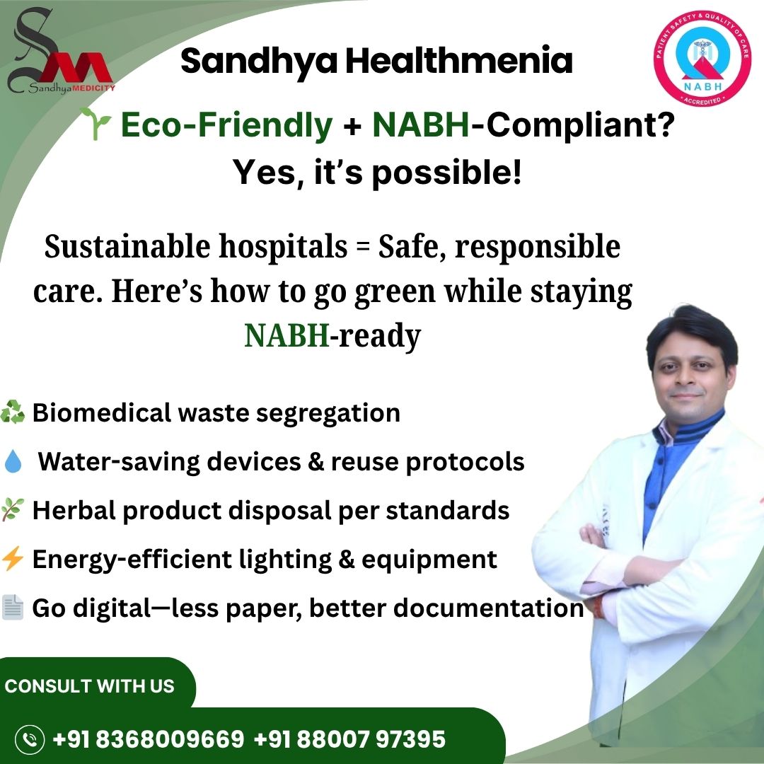 shealthmenia's tweet photo. Go green &amp; stay NABH-compliant!
Eco-friendly hospital practices that meet NABH
♻️ Waste segregation
💧 Water-saving systems
⚡ Energy-efficient lighting
📄 Digital records
🌿 Safe herbal disposal
Heal patients &amp; the planet!
📞 +91 8368009669 | +91 88007 97395
#NABH #GreenHospital https://t.co/YVMcSk6QZI